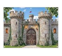 Luminora 2,4x1,8m Sfondo Castello Medievale Vintage | Poliestere con muri in pietra e portale fiabesco, ideale per feste principe principessa e foto cosplay