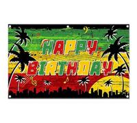 Luminora 243,8 x 152,4 cm Reggae Music Happy Birthday sfondo estivo palme tropicali Giamaica rasta sfondo tramonto decorazioni per feste studio fotografico puntelli cabina