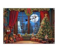 Luminora 3 x 2,4 m Merry Christmas Floor Window Moon Renna sfondo albero di Natale Babbo Natale tende sfondo decorazioni festa foto banner
