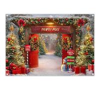 Luminora 3 x 2,4 m Polo Nord Rosso Porta in Legno Casa di Babbo Sfondo