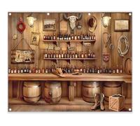Luminora 3 x 2,4 m Western Cowboy Bar Sfondo Rustico Casa di Legno Botti di vino Rack Sfondo Bambini Adulti Compleanno Decorazioni Photo Booth