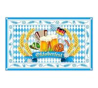 Luminora 72 x 43 pollici Oktoberfest sfondo fisarmonica birra grano salsiccia pretzel bandiera tedesca sfondo autunno foglia d'acero beer festival decorazione foto striscione