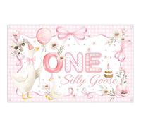 Luminora Sfondo Rosa 1,8x1,1m Primo Compleanno Il Nostro Piccolo Papero Compie 1 Anno, Fiocco a Quadri, Decorazioni Festa 1° Compleanno Bambini, Strumenti per Foto Banner