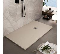 Luminosa ArredoBagno Piatto Doccia Marmoresina 90x120 - Effetto Pietra Antiscivolo con GELCOAT - Modello MARMOTEK Colore Crema - Griglia in Acciaio e piletta Incluse