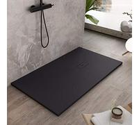 Luminosa ArredoBagno Piatto Doccia Marmoresina 90x190 - Effetto Pietra Antiscivolo con GELCOAT - Modello Dubai Colore Nero - Griglia e piletta Incluse
