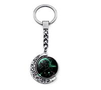 Luminoso 12 Costellazione Segno Zodiacale Portachiavi - Leone Vergine Bilancia Scorpione Sagittario Doppia Faccia Rotazione Luna Ciondolo Cristallo Simbolo Zodiacale Portachiavi, Portachiavi Auto, Sa