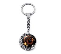 Luminoso 12 Costellazione Segno Zodiacale Portachiavi - Leone Vergine Bilancia Scorpione Sagittario Double Sided Rotazione Luna Ciondolo Cristallo Simbolo Zodiacale Portachiavi, Portachiavi Per Auto,