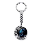 Luminoso 12 Costellazione Segno Zodiacale Portachiavi - Leone Vergine Bilancia Scorpione Sagittario Doppia Faccia Rotazione Luna Ciondolo Cristallo Simbolo Zodiacale Portachiavi, Portachiavi Per Auto