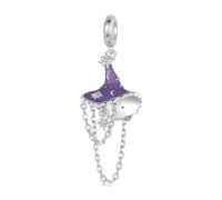 Luminoso Cappello da Strega Ciondolo Fascino in Argento Sterling 925 Adatto per Braccialetto Pandora Collana, SCC2894
