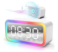 Luminotec Sveglia digitale da comodino, cassa bluetooth potente, LED, radiosveglia FM, doppio allarme, per bambini adolescenti e adulti (Bianco)