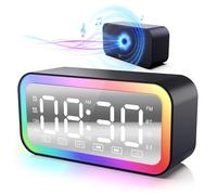 Luminotec Sveglia digitale da comodino, cassa bluetooth potente, LED, radiosveglia FM, doppio allarme, per bambini adolescenti e adulti (Nero)