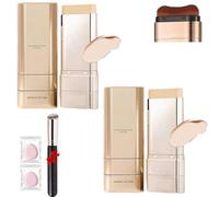 Luminous Dual-Ended Concealer Foundation Stick,Foundation Stick Korean 3 In 1,Multi-Use Foundations Make Up Sticks With Brush,24h Long-Lasting Waterproof & Sweatproof. (Bright White*2, onesize)