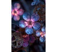 Luminous Garden Journal: Surreal Cyberpunk Notebook with Glowing Metal Flowers | Dreamy Zen Writing for Creativity, Reflection & Inner Peace