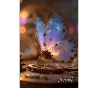 Luminous Mechanical Butterfly Journal: Dreamy Zen Notebook with Glowing Metal Wings | Surreal Cyberpunk & Steampunk Art Writing