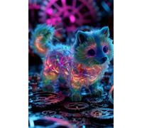 Luminous Mechanical Creature Journal - Dreamy Zen Notebook with Glowing Metal Animal Art | Surreal Steampunk Fantasy Writing Journal