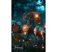Luminous Mechanical Spirit Journal: Dreamy Zen Notebook with Glowing Metal Animal Design | Surreal Steampunk & Cyberpunk Art Writing
