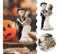 Luminous scheletro di sposa e sposo in resina da collezione, per il giorno dei morti, Halloween, matrimonio, cimitero, gotico messicano, mensola, tavolo Halloween Beards (Black, 7. 5x5x14. 8cm)