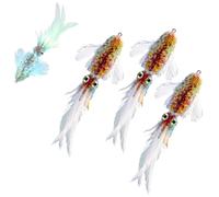 Luminous Squid Feather Fishing Lure with Soft Feather Tail (3Pcs)