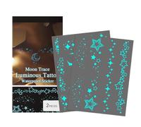 Luminous Stickers, Temporary, Festival Accessories, Waterproof Long Lasting, Sweatproof Body Art, Ideal for Parties, Performances, Glow Design, 2 Inches, Green, 2 Pieces