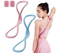 Luminousdo Resistance Bands, Figure 8 Resistance Bands for Women Men, Luminous Do Exercise Bands with Handles, for Working Out, Arm, Chest (Pink+Blue 25LB)