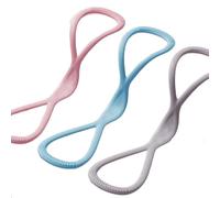 Luminousdo Resistance Bands, Victoriousact Silicone Exercise Band, Figure 8 Exercise Bands for Women Men, Home Fitness Portable Elastic Pull Bands for Yoga, Pilates (Pink+Blue+Gray,15+25+35lb)