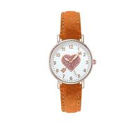 Luminouse Orologio da polso da donna, classico, al quarzo, facile da leggere, quadrante con freccia attraverso il cuore, orologio rotondo in pelle, orologio rotondo per donne, compleanno, ferrovia