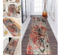 LUMIPAP Tappeto passatoia per corridoio, antiscivolo, 50 x 200 cm, moderno, astratto, rosso, antiscivolo, lavabile, al metro, per camera da letto, corridoio, lunghezza personalizzabile, 40-120 cm di