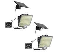 Lumisky BRIGHTLY - Set di 2 faretti solari a LED, con sensore di movimento, orientabili e pannello solare esposto, ideali per giardino, terrazza ed esterni