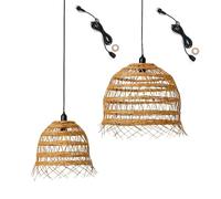 Lumisky HAWAII - Set di 2 sospensioni a rete per esterni, cavo lungo Outdoor, in poly rattan, stile bohémien, lunghezza del cavo, 5 m