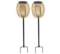 Lumisky Set di 2 fari solari 2 x BAVINA in polyrattan con modulo LED solare e telecomando H71,5 cm