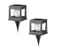 Lumisky Set di 2 fari solari a puntura o a LED, 2 x CUBYA, bianco caldo, H21,5 cm