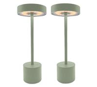 Lumisky Set di 2 lampade da tavolo wireless touch in alluminio verde oliva opaco LED ROBY OLIVE H30cm