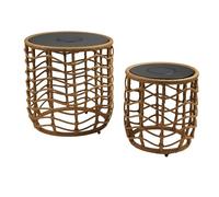 Lumisky Set di 2 tavolini solari in polyrattan effetto naturale 2 x Nerita