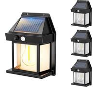 Set di 4 applique da parete solare a LED, bianco caldo, 4 x Sunflare, lampadine H17 cm