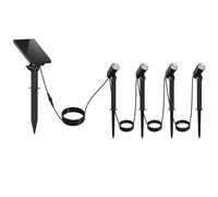 Lumisky Set di 4 faretti solari a LED bianco caldo con pannello solare scaricato MINI ROUNDY, da cucire a terra o da fissare alla parete