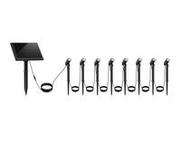 Set di 8 faretti solari a LED bianco caldo con pannello solare deportato MINI ROUNDY, da cucire a terra o da fissare alla parete