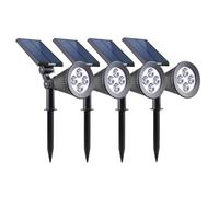 SpIKY - Set di 4 faretti solari 2 in 1 da cucire o da fissare con potente luce dimmerabile LED bianco H42 cm