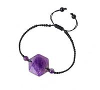 Lumisoul - Braccialetto esagonale realizzato a mano con cristalli grezzi e cordoncino intrecciato a mano, unico braccialetto con ciondolo a stella a sei punte per uso quotidiano, gioiello regalo per