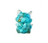 Lumisoul - Ciondolo a forma di cuore a forma di volpe in cristallo grezzo fatto a mano, con chip di resina e pietre, decorazione da scrivania lucida unica, grazioso ornamento da collezione per regalo