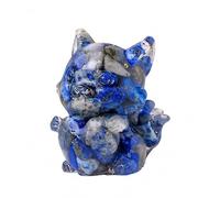 Lumisoul - Ciondolo a forma di cuore a forma di volpe in cristallo grezzo fatto a mano, con chip di resina e pietre, decorazione da scrivania lucida unica, grazioso ornamento da collezione per regalo