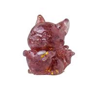 Lumisoul - Ciondolo a forma di cuore a forma di volpe in cristallo grezzo fatto a mano, con chip di resina e pietre, decorazione da scrivania lucida unica, grazioso ornamento da collezione per regalo