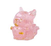 Lumisoul - Ciondolo a forma di cuore a forma di volpe in cristallo grezzo fatto a mano, con chip di resina e pietre, decorazione da scrivania lucida unica, grazioso ornamento da collezione per regalo