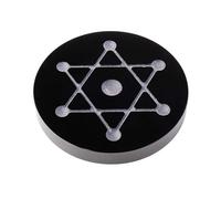 Lumisoul Scultura geometrica esagonale in agata a sette colori, decorazione in cristallo lucido per tavolo da casa e ufficio, chakra con pietre multiple (base a sette stelle in ossidiana da 5 cm)