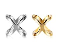 LumiSyne 2 Pezzi Fibbia X Forma Oro Argento per Sciarpa - Fermaglio a Croce per Fazzoletto Di Seta Abbigliamento