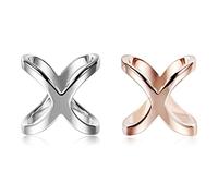 LumiSyne 2 Pezzi Moda Fibbia Della Sciarpa Elegante x Forma Oro Argento Anello Fibbia Per Seta Fermaglio a Croce Foulard Abbigliamento t-Shirt