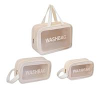 LumiSyne 3 Pezzi Borsa Da Toilette Trasparente Borsa Da Trucco Beauty Case Da Viaggio Con Cerniera e Maniglia Impermeabile PVC Traslucida Borsa Cosmetica Organizer Borsa Per Bagno Palestra Viaggio