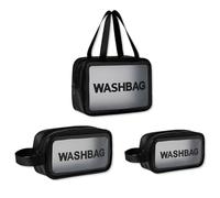 LumiSyne 3 Pezzi Borsa Da Toilette Trasparente Borsa Da Trucco Beauty Case Da Viaggio Con Cerniera e Maniglia Impermeabile PVC Traslucida Borsa Cosmetica Organizer Borsa Per Bagno Palestra Viaggio