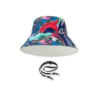 LumiSyne Cappello da Pescatore Reversibile Unisex Tinta Unita con Lettere/Stampa in Stile Hawaiano Cappelli a Secchiello Cappello da Pesca con Sottogola Staccabile Pieghevole Cotone Cappello da Sole