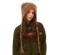 LumiSyne Cappello Invernale Donna Cappello a Maglia Con Paraorecchie Forma Di Orecchio Di Gatto Stile y2k Cappello Peloso Con Punto Colorato Cinghie Alle Orecchie Lungo Berretto Peruviano Beanie Caldo