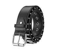 LumiSyne Cintura Borchiata Donna Uomo Punk Rock Rivet Cintura In Pelle Nero Con Decorazione In Metallo Argentato Accessori Di Abbigliamento Gotico Cintura Personalizzata Per Jeans Hip Hop Masquerade